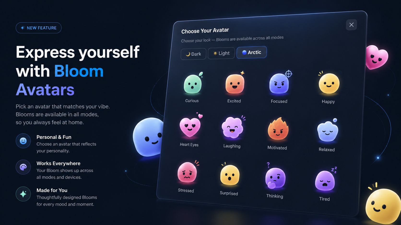 Choose your avatar — dark and light mode avatars