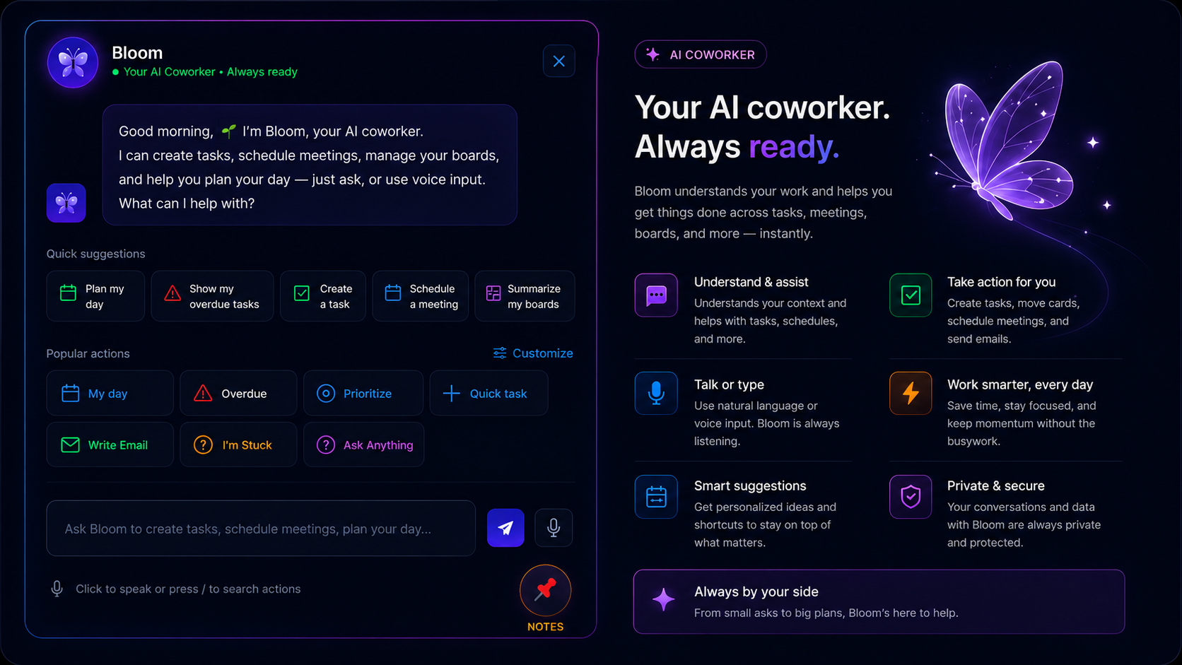 Bloom AI assistant card