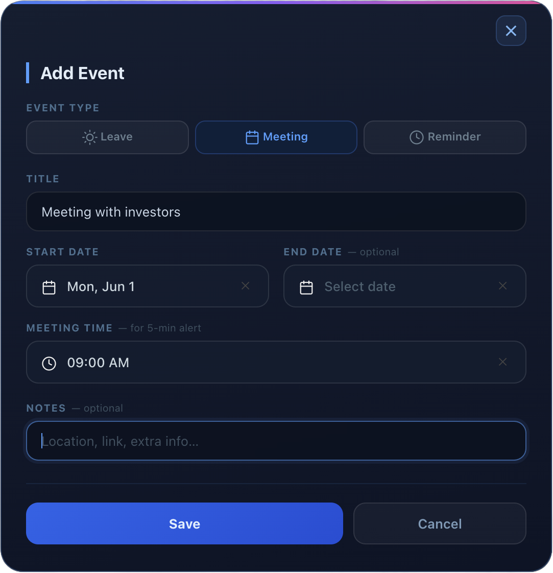 Never miss a meeting or reminder.