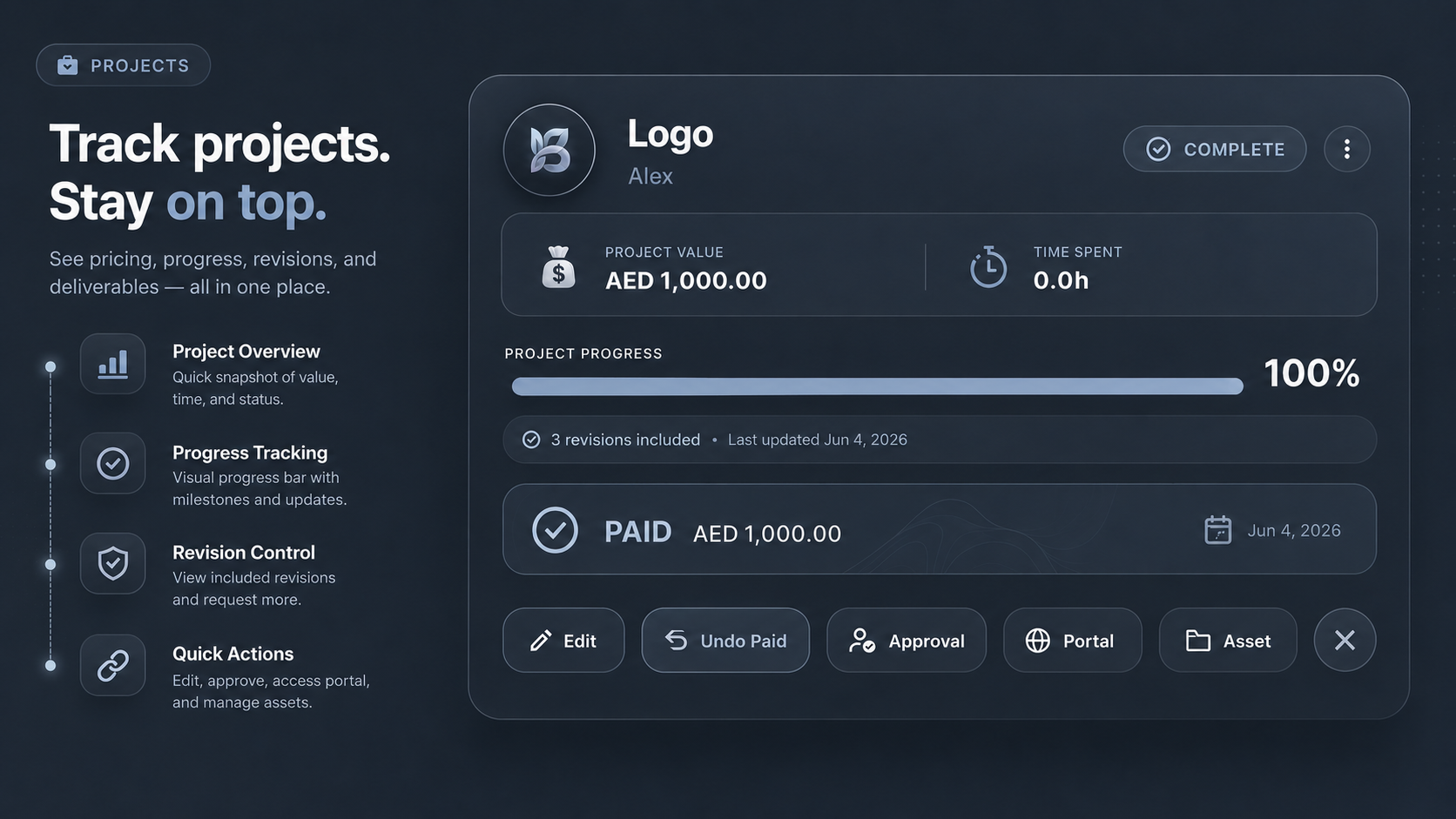 Freelance project management workspace