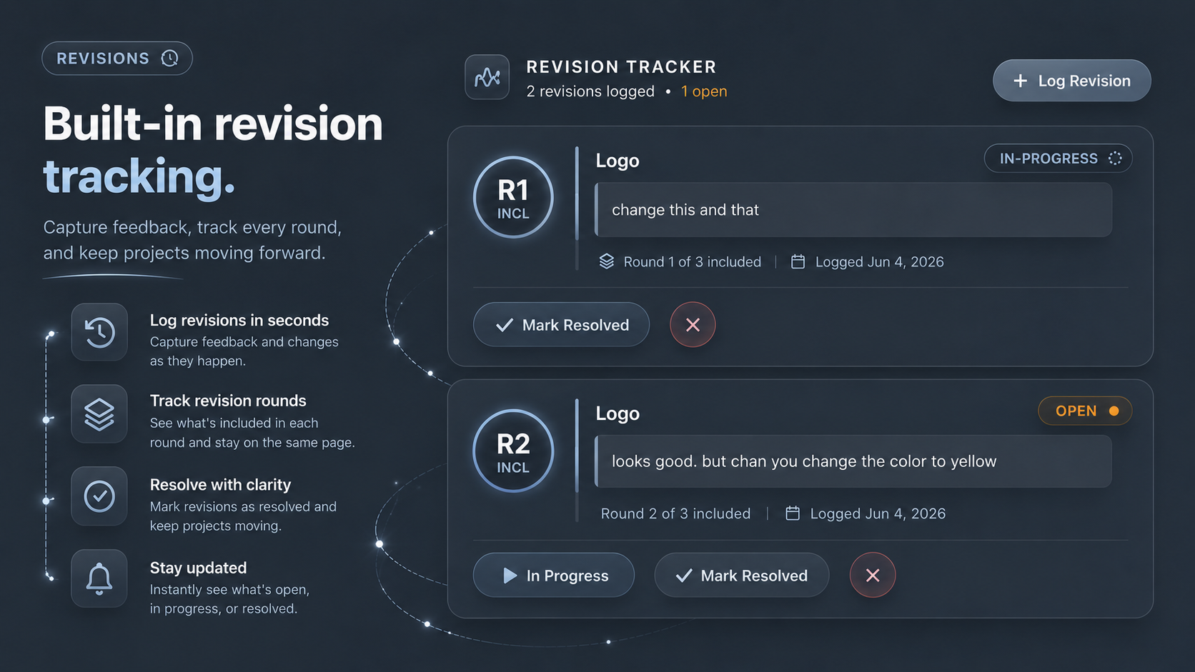 Revision tracker for client work