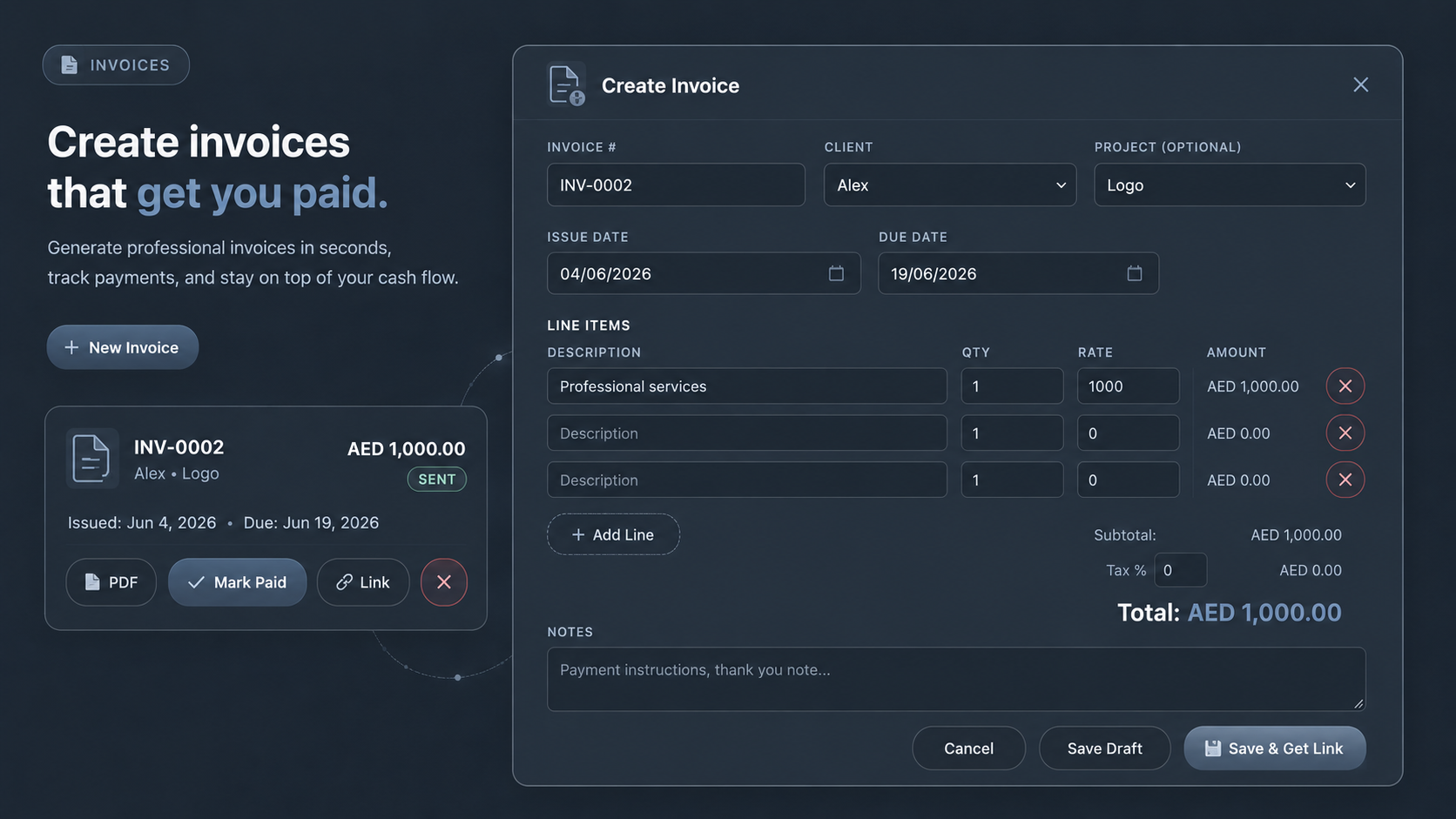 Freelance invoice management
