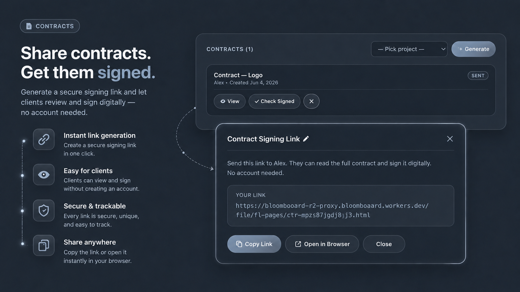 Contract generation for freelance projects